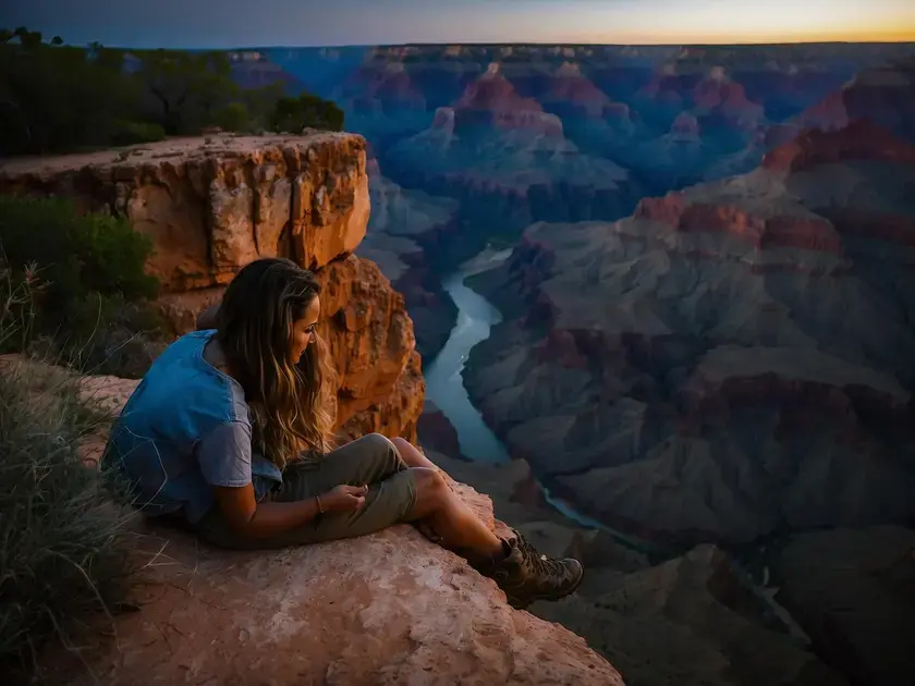 Trilha noturna pelo Grand Canyon